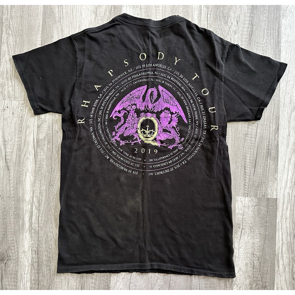 Queen with Adam lambert 2019 tour t shirt Size Small Black‎ Rhapsody Tour